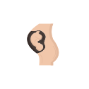 Icono con la imagen de un bebé de cabeza, en el vientre